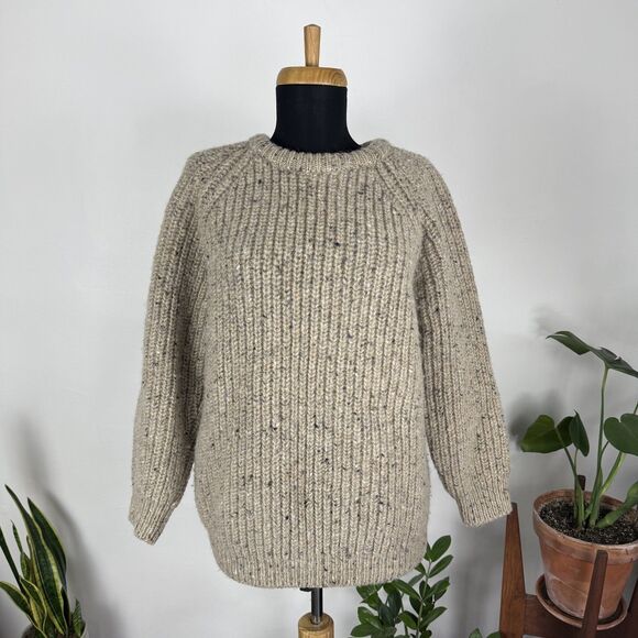 Vintage 80s/90s Irish Wool Aran Chunky Knit Crewneck Sweater Connemara Ireland